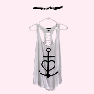 Ripped Racerback Anchor Tank Top